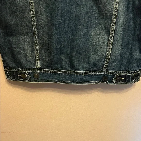 Victorious Blue Denim Vest with Removable Gray Hood - Picture 8 of 10